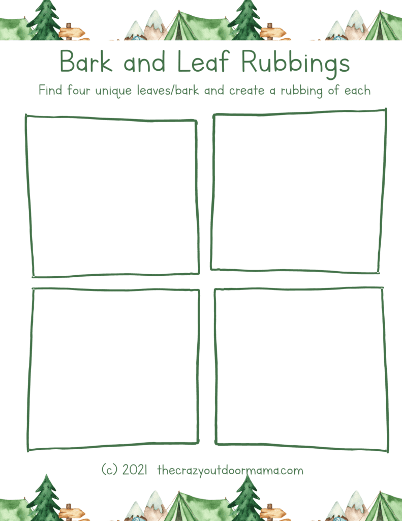 printable camp nature rubbing activity