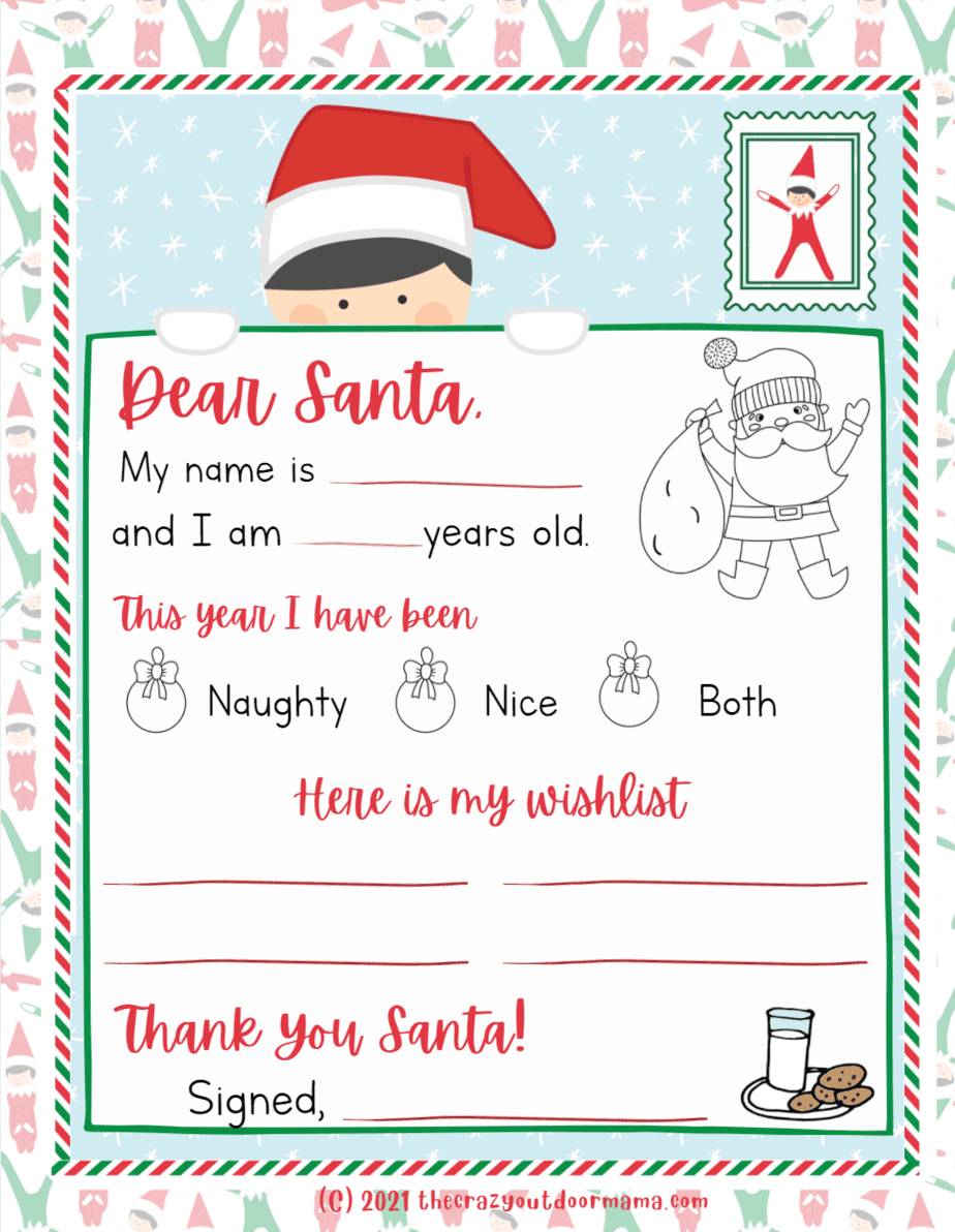 Adorable Elf Themed Letter to Santa + Envelope Template (Free Printable