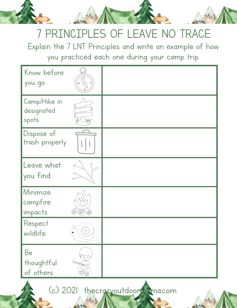 practice leave no trace while camping with kids
