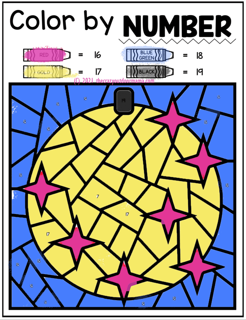 new years eve kids printable activity color by number