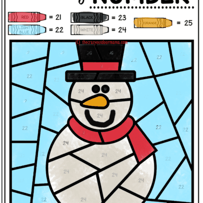 free printable christmas color by numbersf or kids snowman