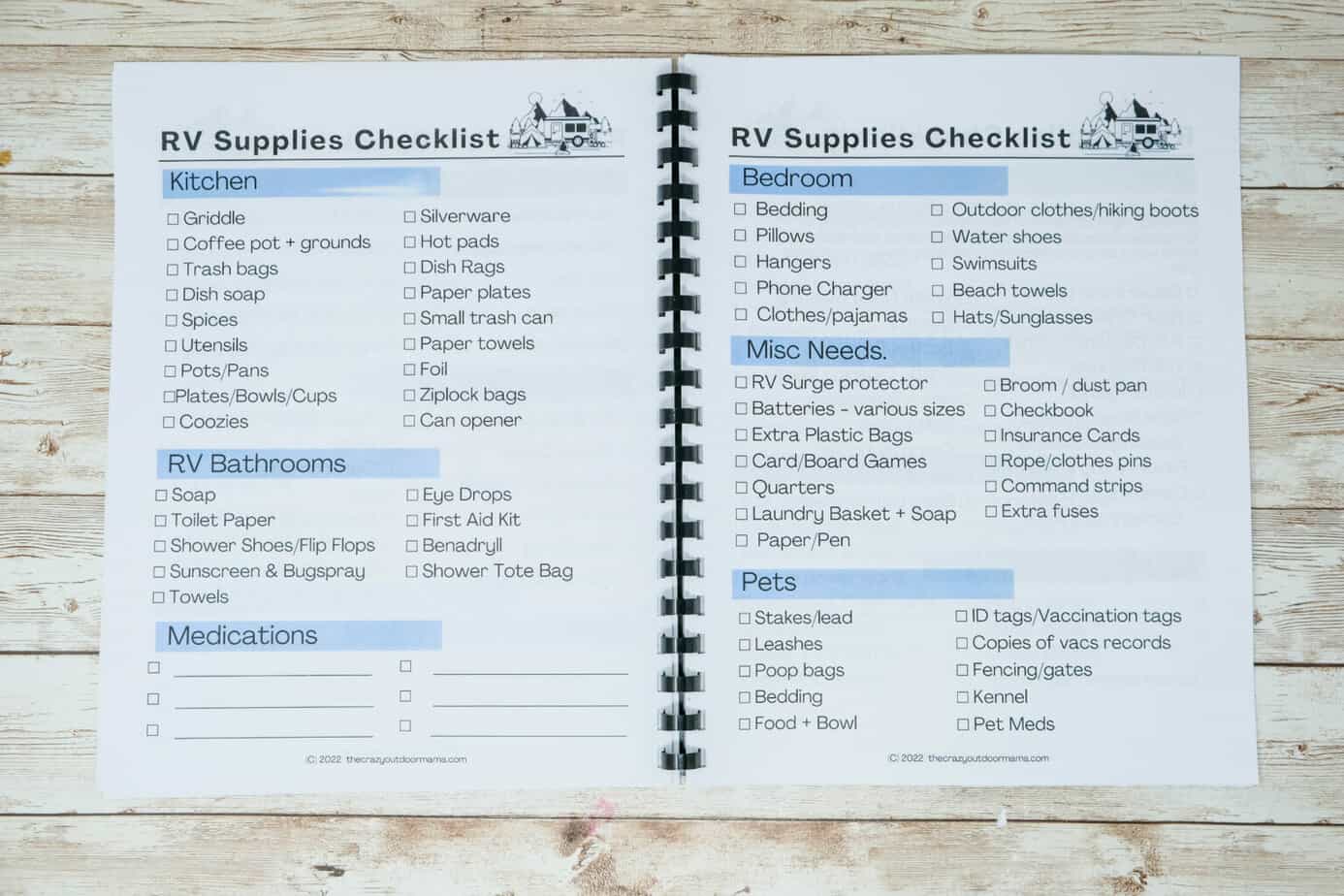 Comb Bound Camping Journal DIY Pick Your Checklists, Design and More