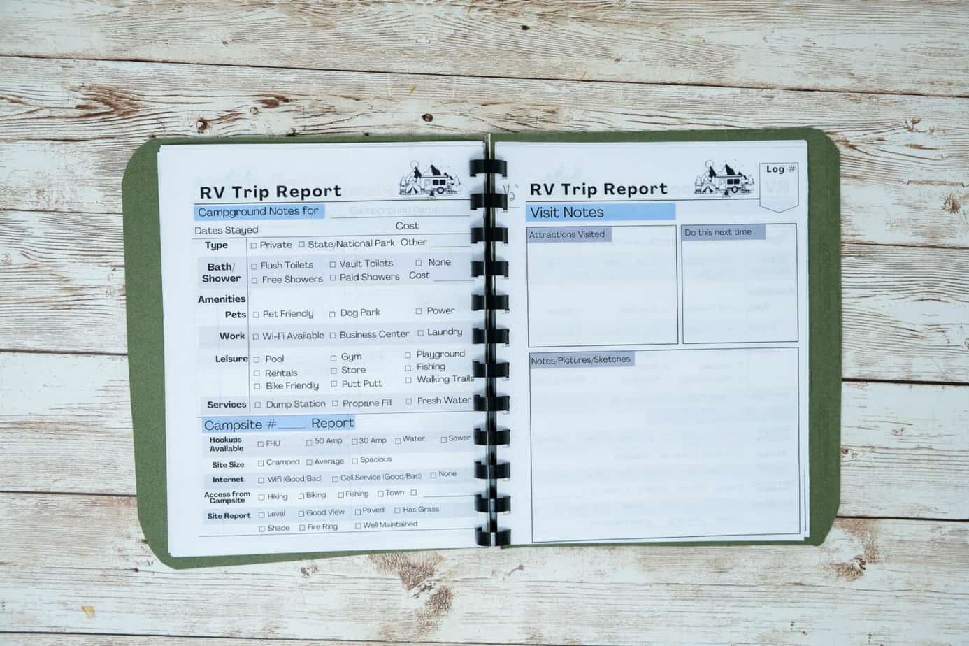 Comb Bound Camping Journal DIY Pick Your Checklists, Design and More