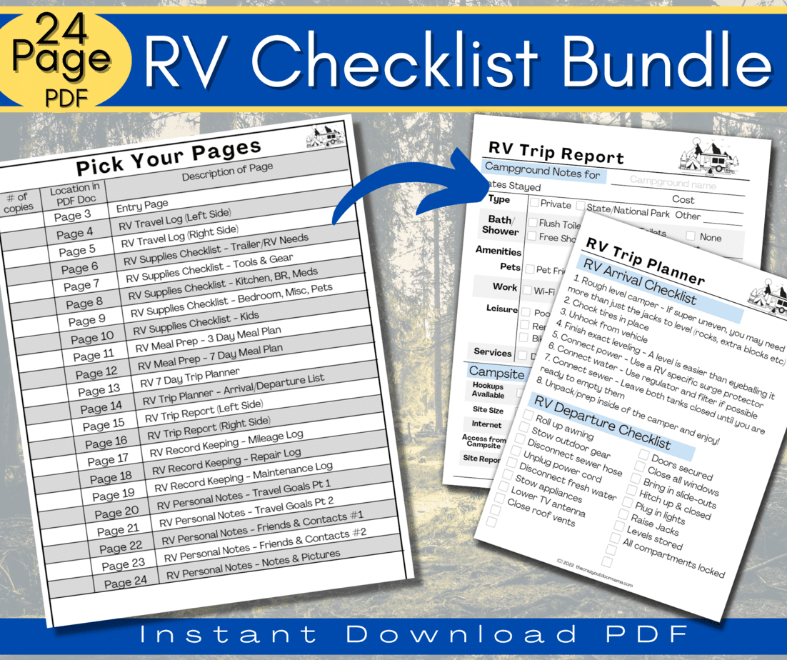 RV Checklist DIY Camping Log RV Journal Printable | Etsy