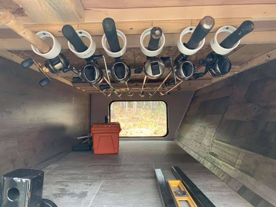 diy fishing rod storage in camper