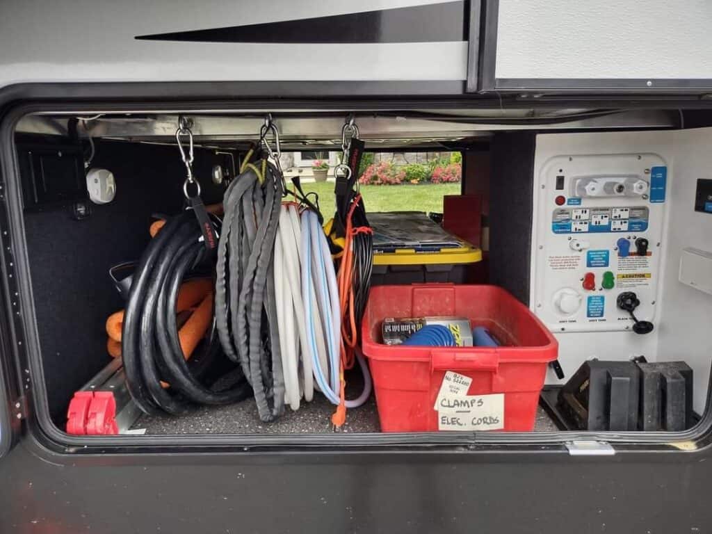 cord storage organization in camper hanging hack
