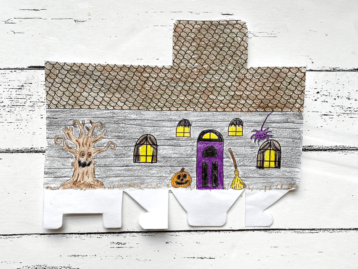 printable haunted house folding craft