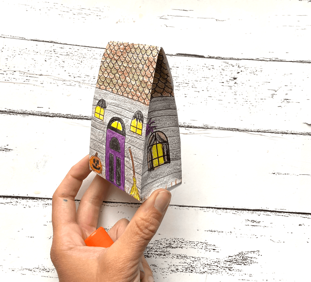 cute printable folded haunted house craft