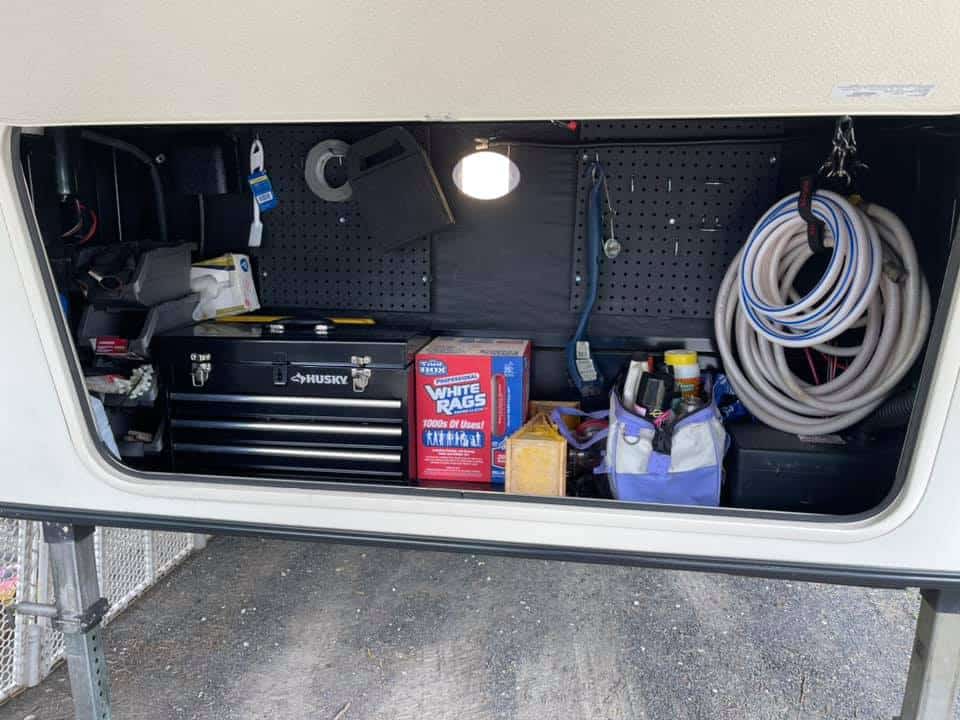 pegboard organization hack for rv compartments