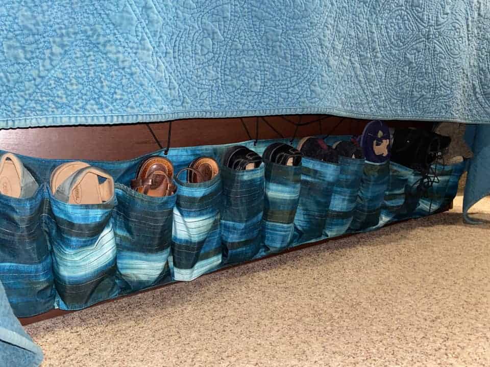 rv camper shoe storage idea in pockets