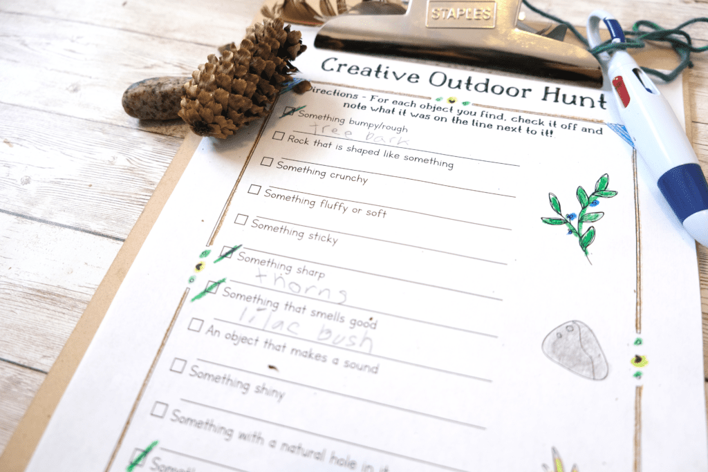 sensory outdoor scavenger hunt