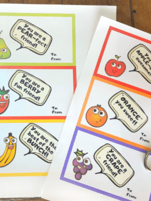 Cute Candy Free Valentine Printable Fruit Set for Kids Story