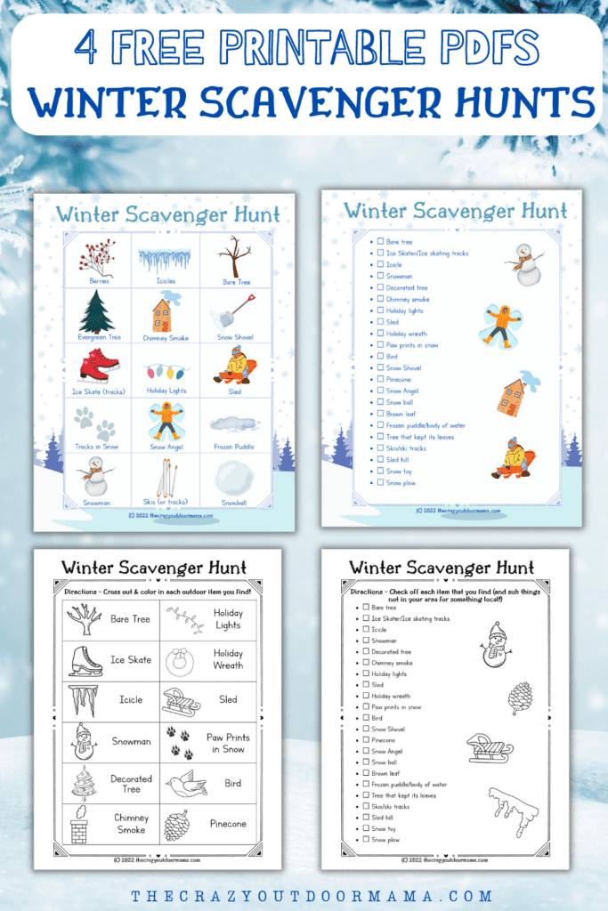 4 free printable winter scavenger worksheets
