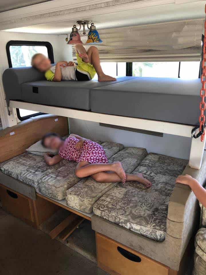 rv dinette converted to bunk beds for kids