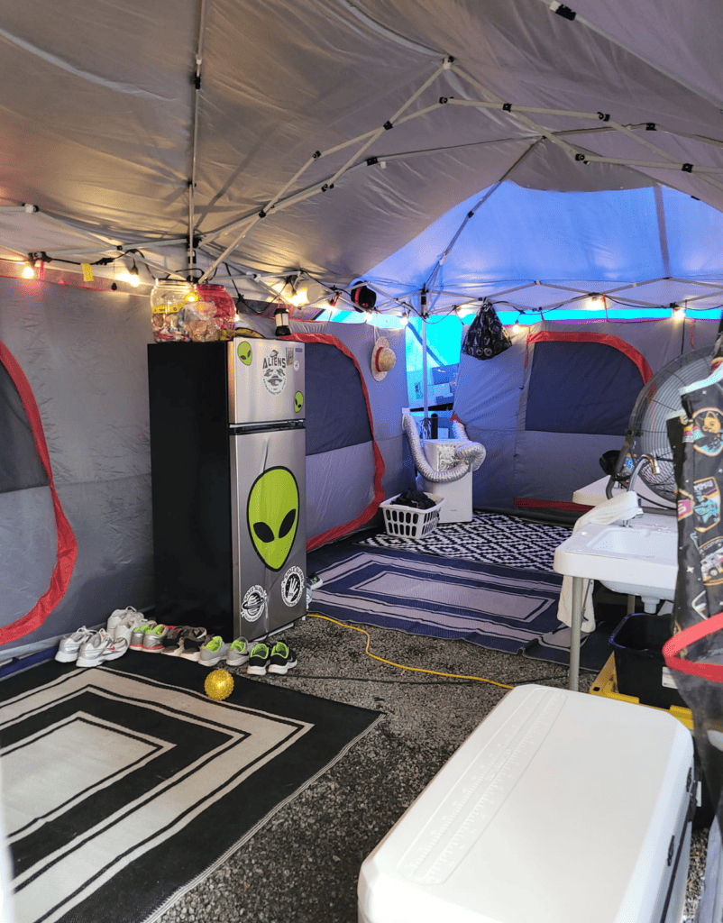 big family camping canvas tent setup