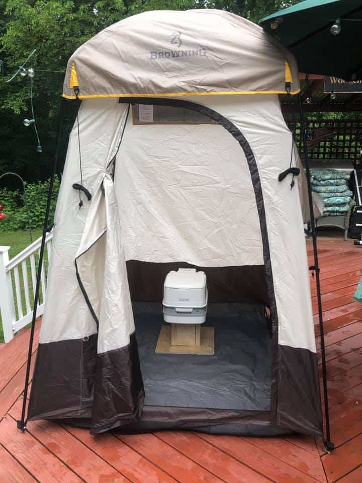 browning privacy tent and portable toilet for camping