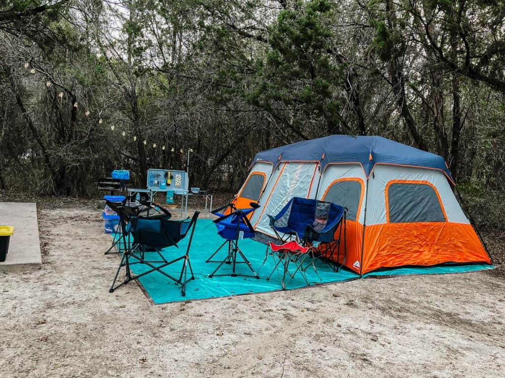 tent camping setup for family