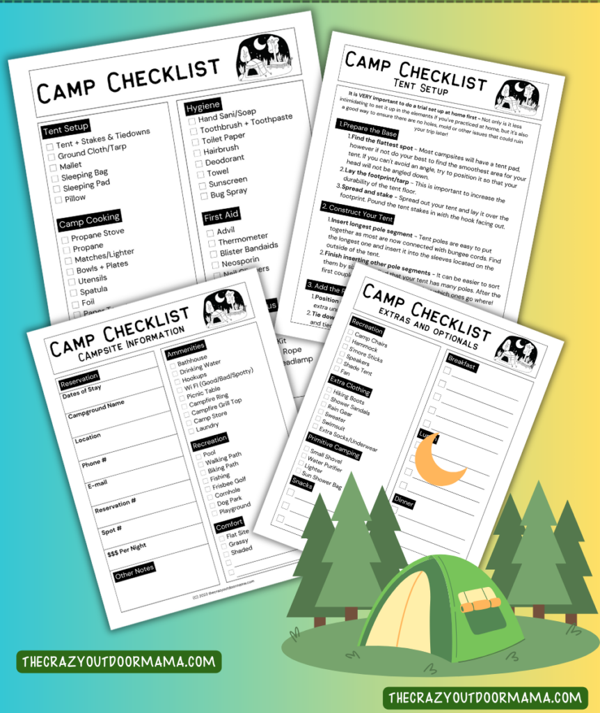 camping checklists for campsite setup