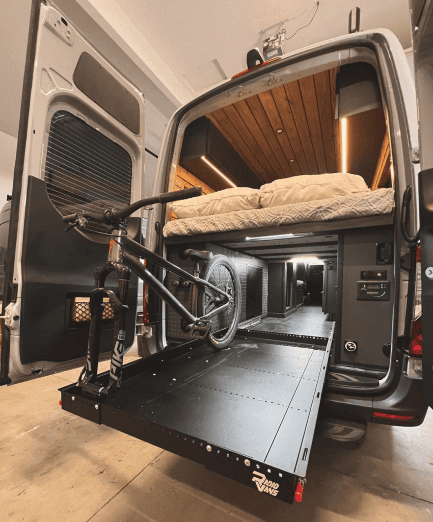 slide out mountain bike storage for van