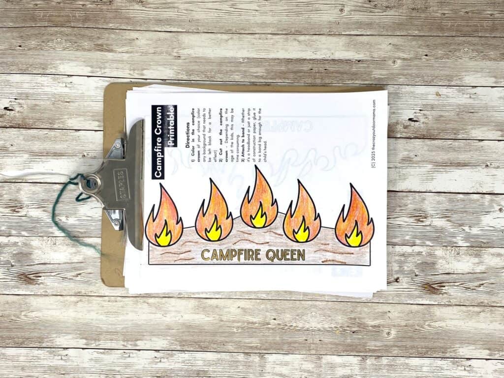 color printable campfire crown template