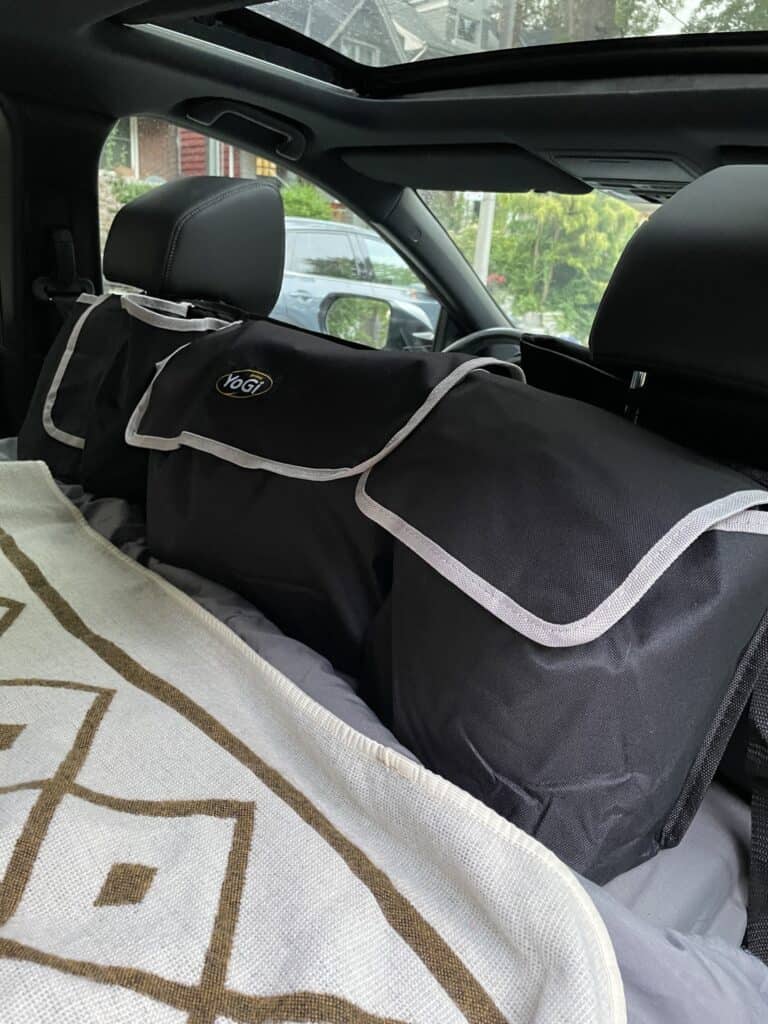 clothes storage idea in car