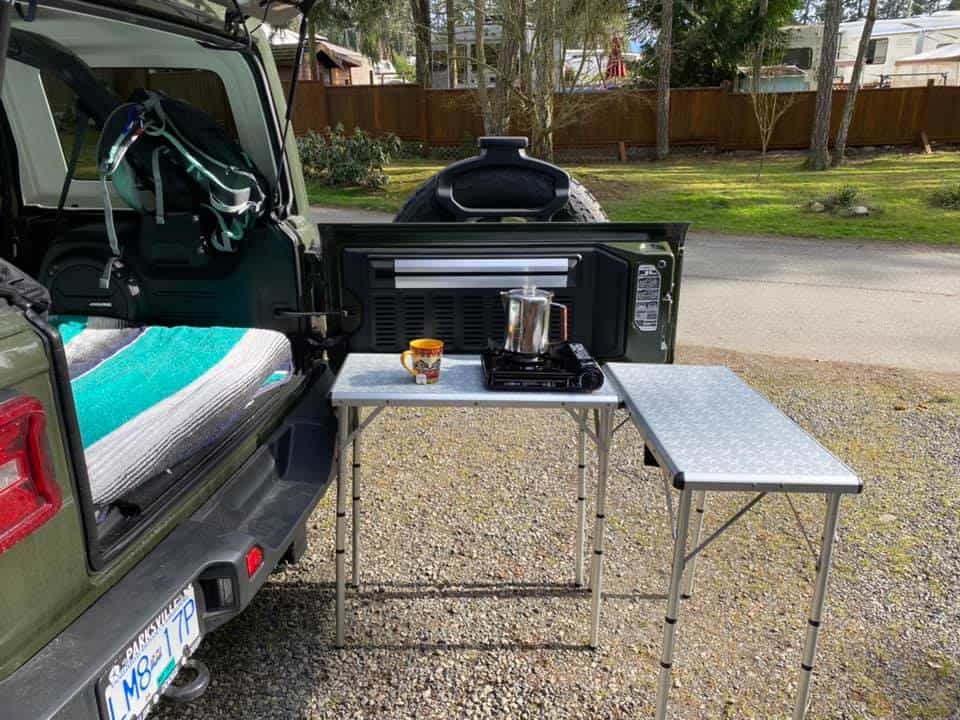 cooking and car camping setup