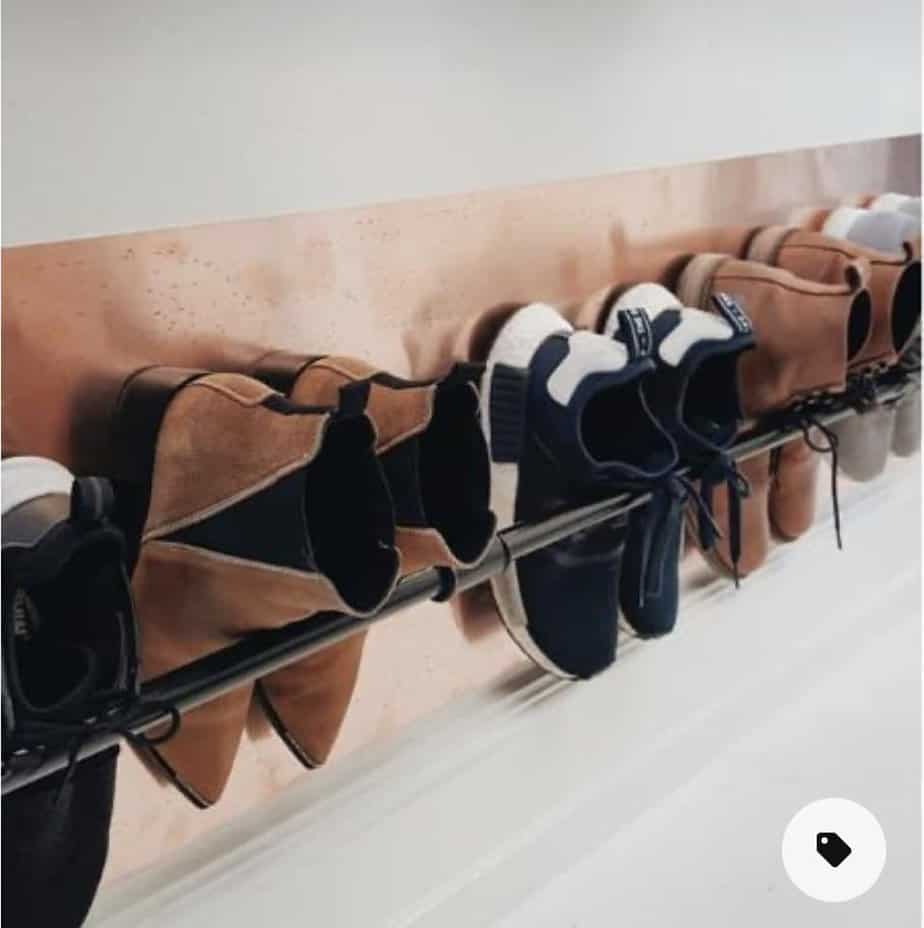 diy curtain rod shoe storage