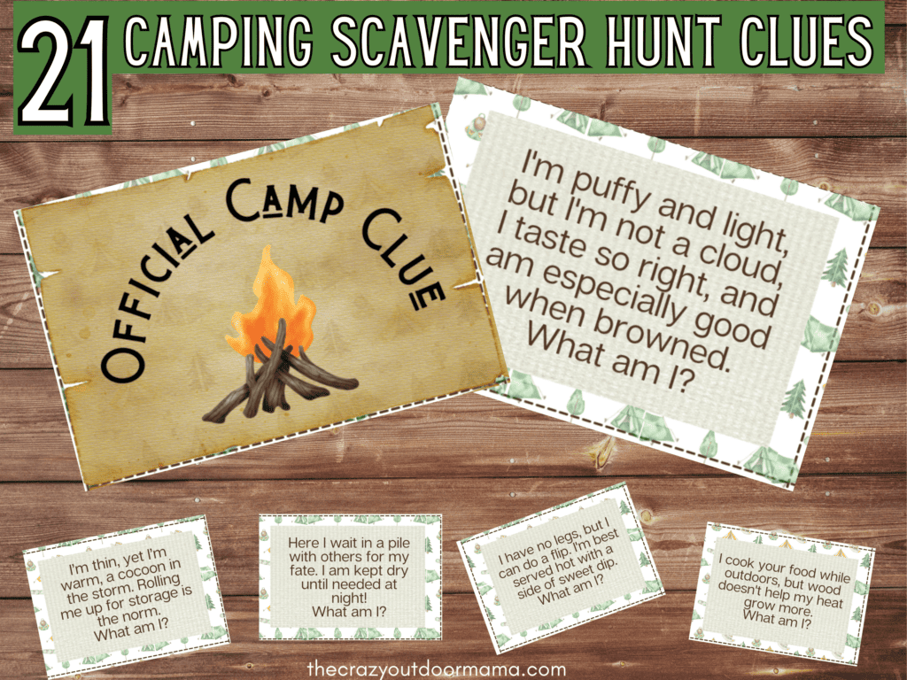 21 printable camping scavenger hunt riddles on etsy