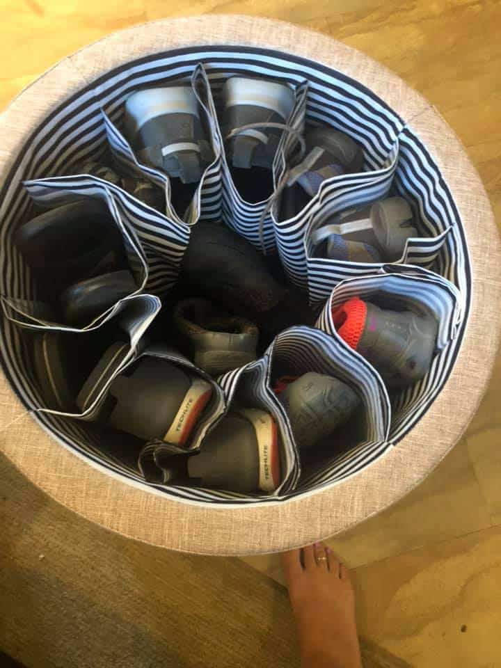 round ottoman for shoe storage
