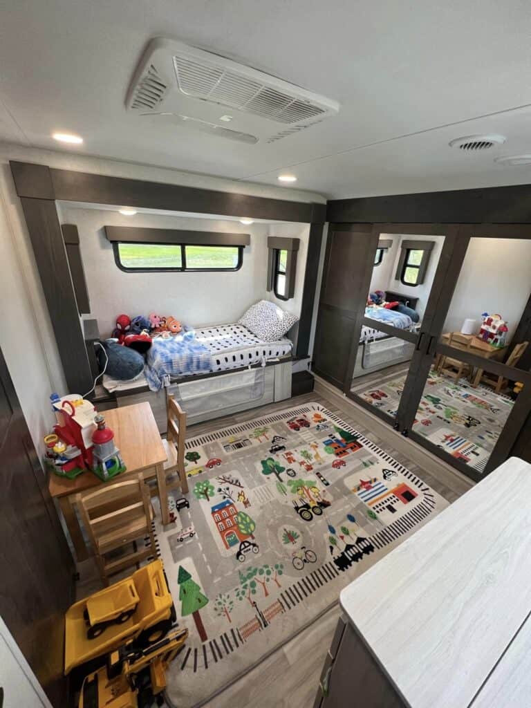 master bedroom converted to kids room in rv
