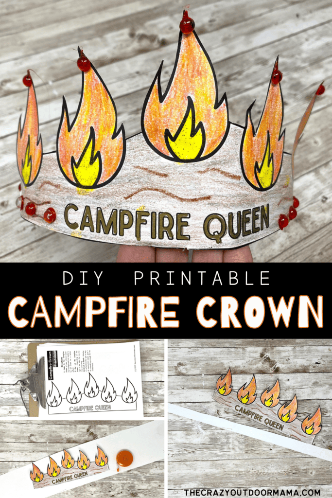 campfire queen crown with flames and pictures showing the process