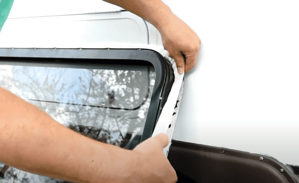 how to replace sealant around leaking window in camper with butyl tape sealant