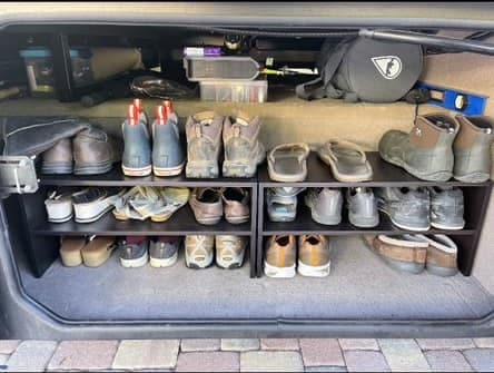 rv storage basement shoe storage rack