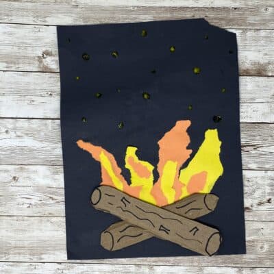 starry night campfire craft for kids on paper