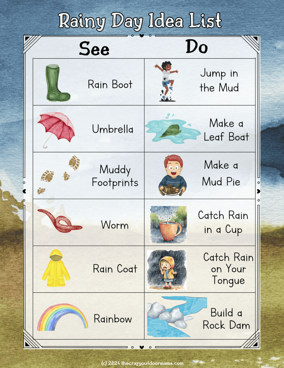 printable rainy day outdoor scavenger hunt