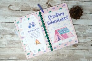 kids camping journal laid open