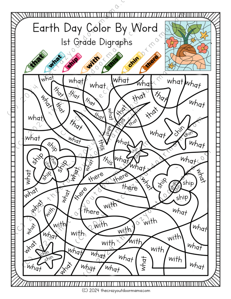 digraph practice earth day worksheet for kids