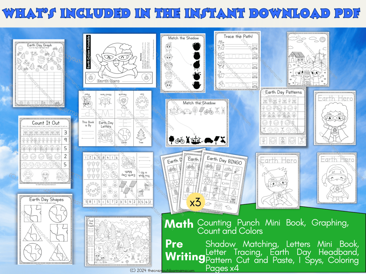 Free Earth Day Worksheet Preschool Packet - Tracing, Math, Pre Writing ...