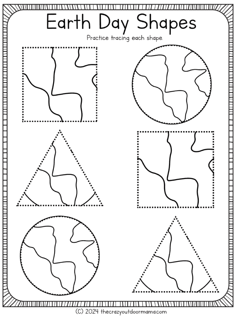 earthed themed tracing worksheets