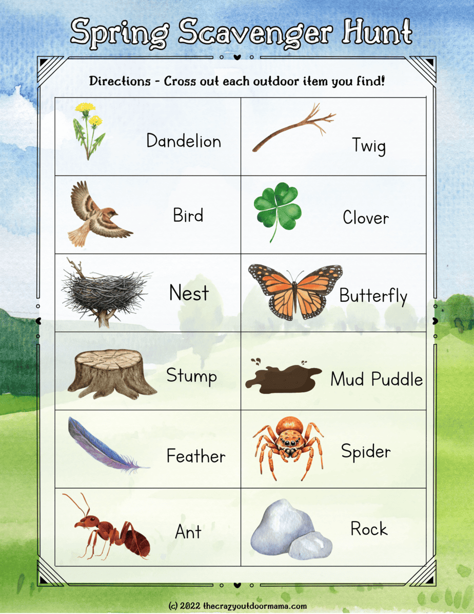 Cute Spring Scavenger Hunt Printable for Kids