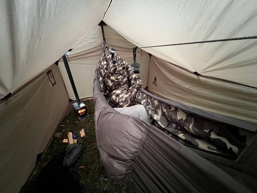 interior of hot hammock tent