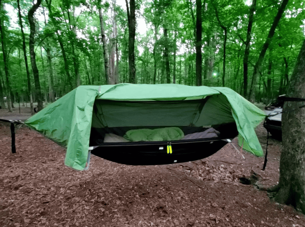 green night cat camping hammock with built in tarp and mosquito net
