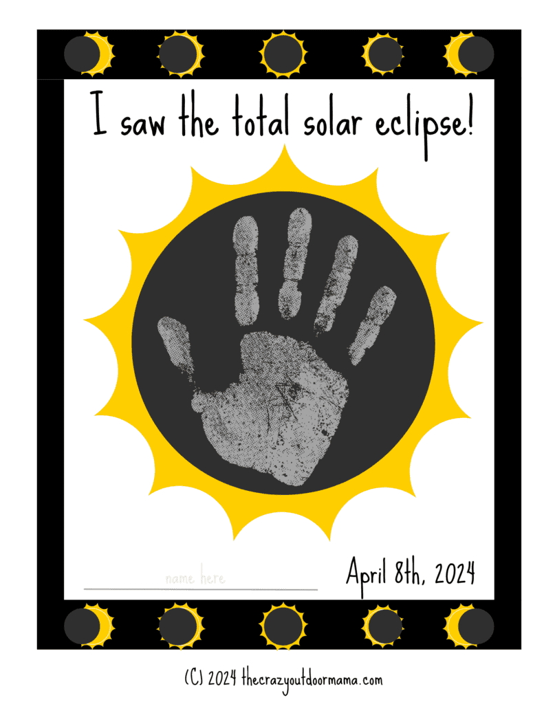 total solar eclipse kids handprint activity