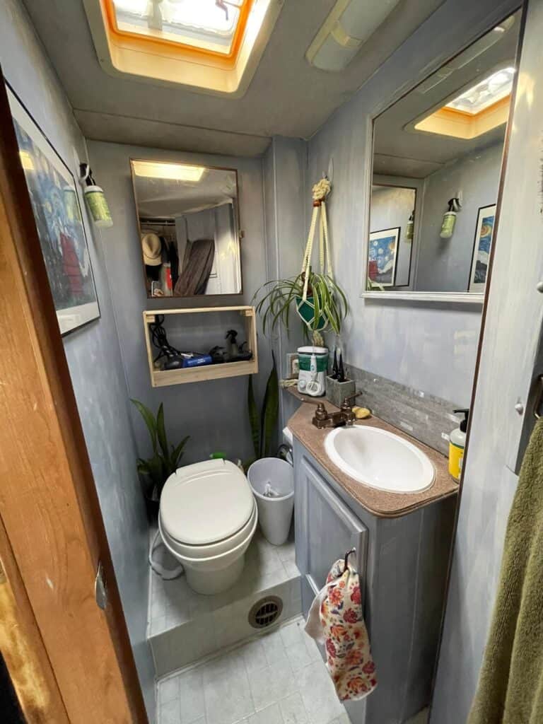 rv reno with painted walls and hanging plants