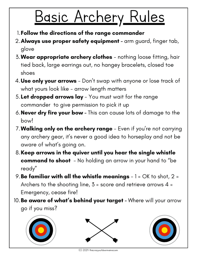 basic archery range rules for 4h