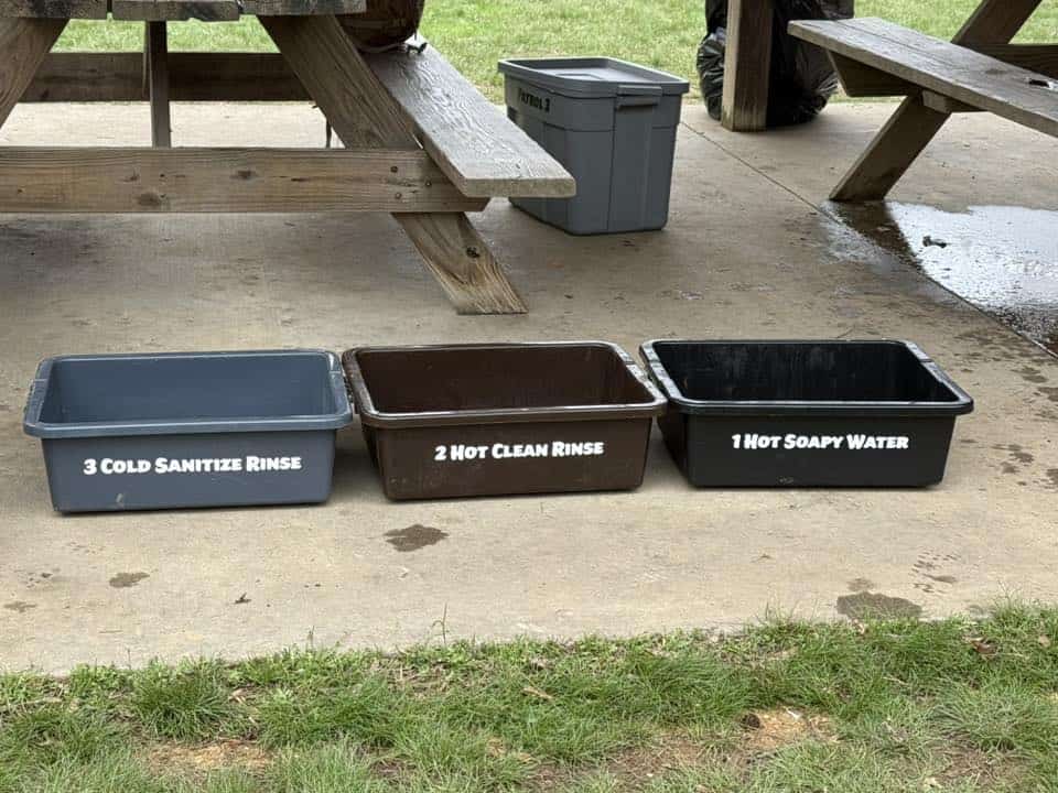 3 bin dish system at camp