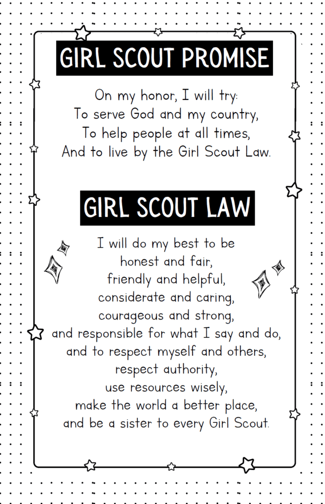girl scout promise and girl scout law printable