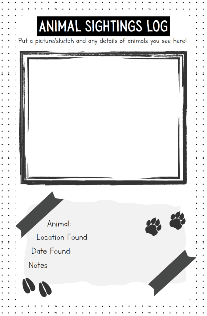 animal sightings log