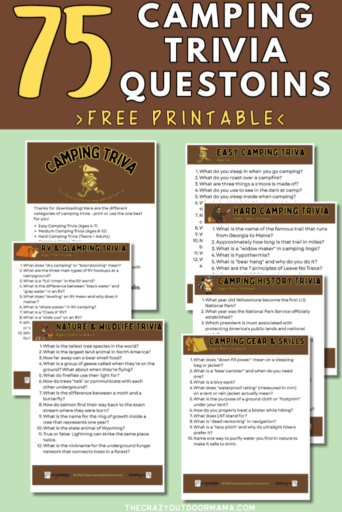 printable camping trivia questions for summer camp