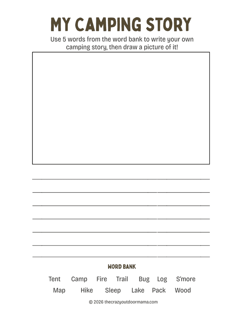 camping vocabulary story printable